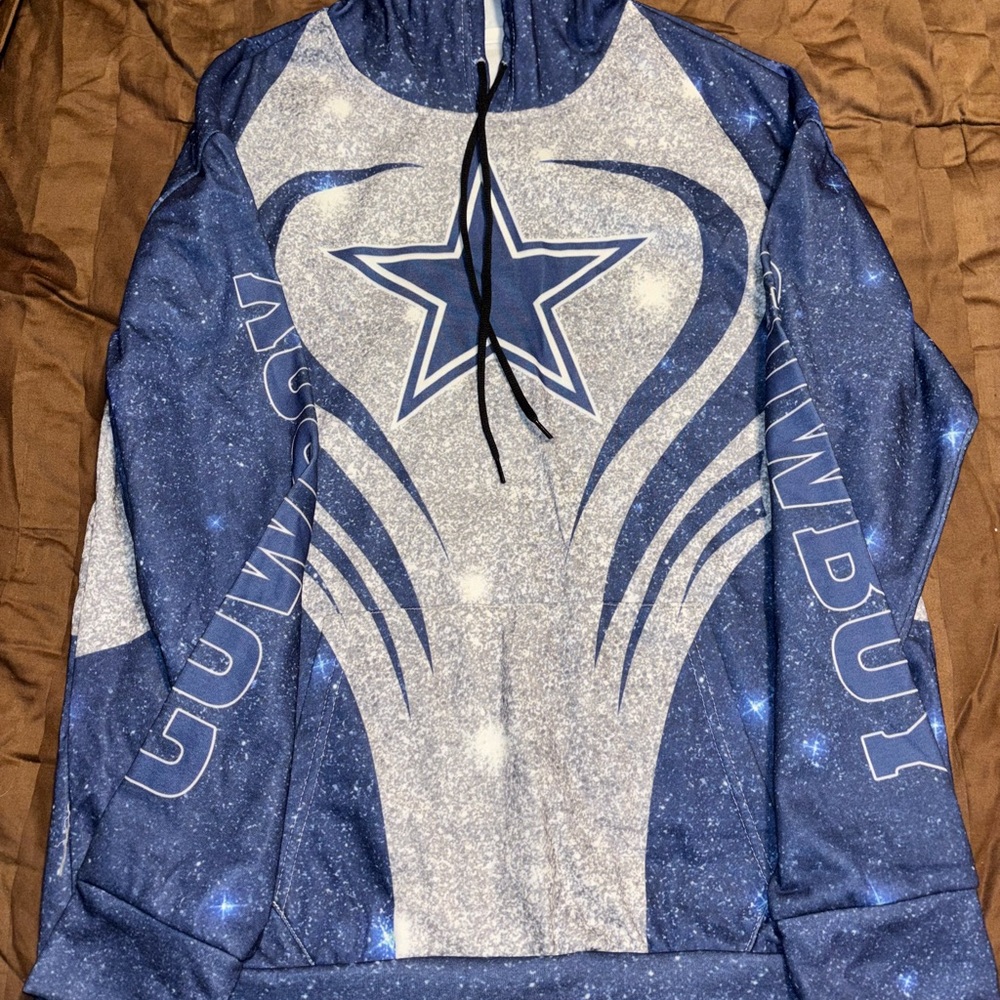 Women's Blue and Gray Star Hoodie